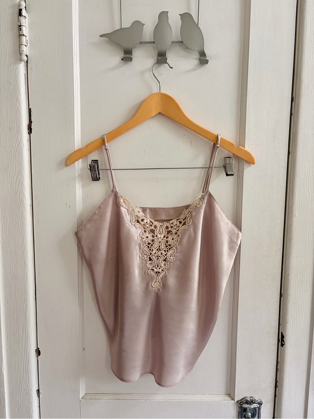 Silky Lace-Trim Cami in Champagne
